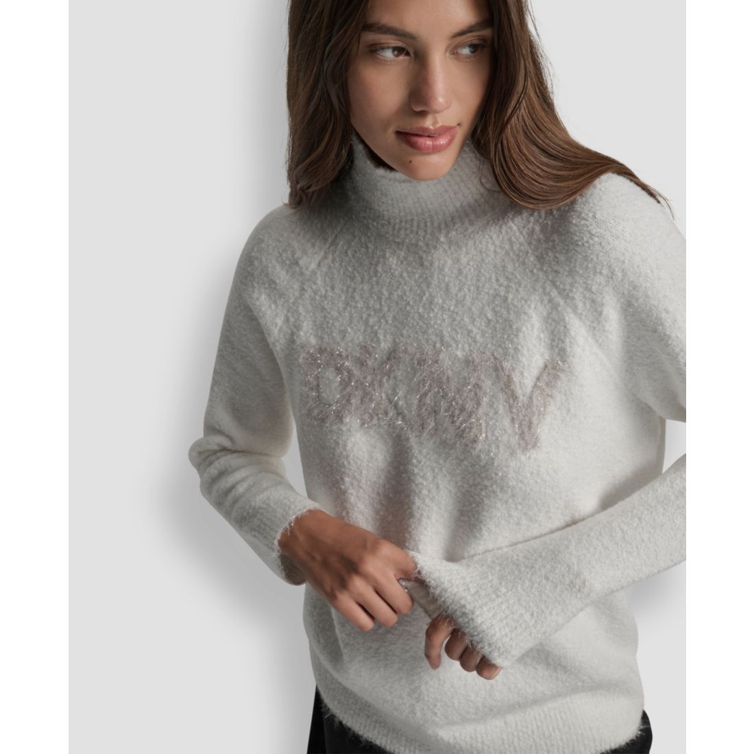 Dkny Jeans Women's Tinsel Logo Detail Sweater