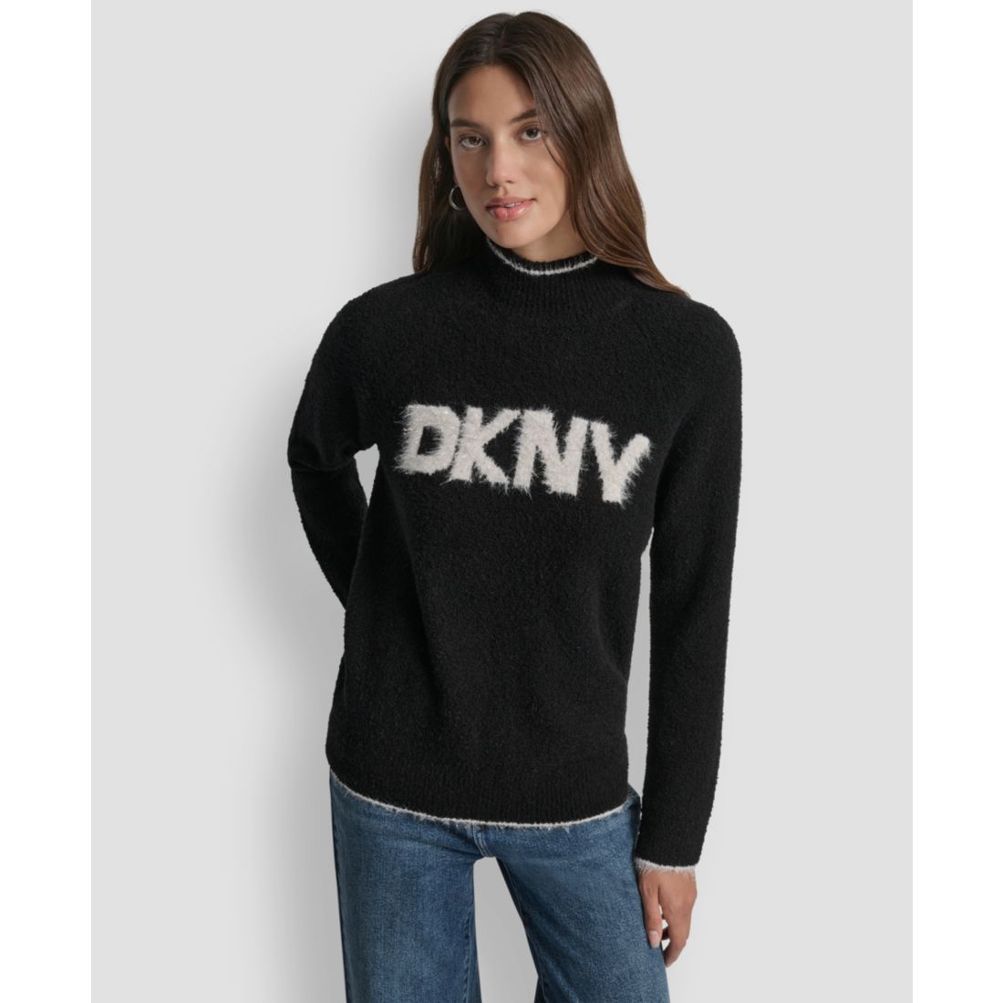 Dkny Jeans Women's Tinsel Logo Detail Sweater
