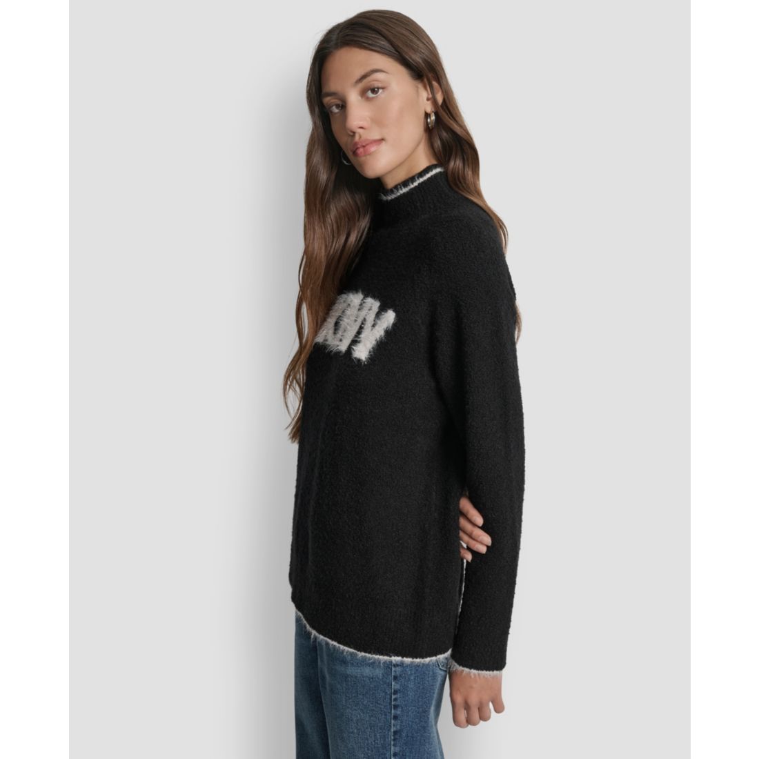 Dkny Jeans Women's Tinsel Logo Detail Sweater