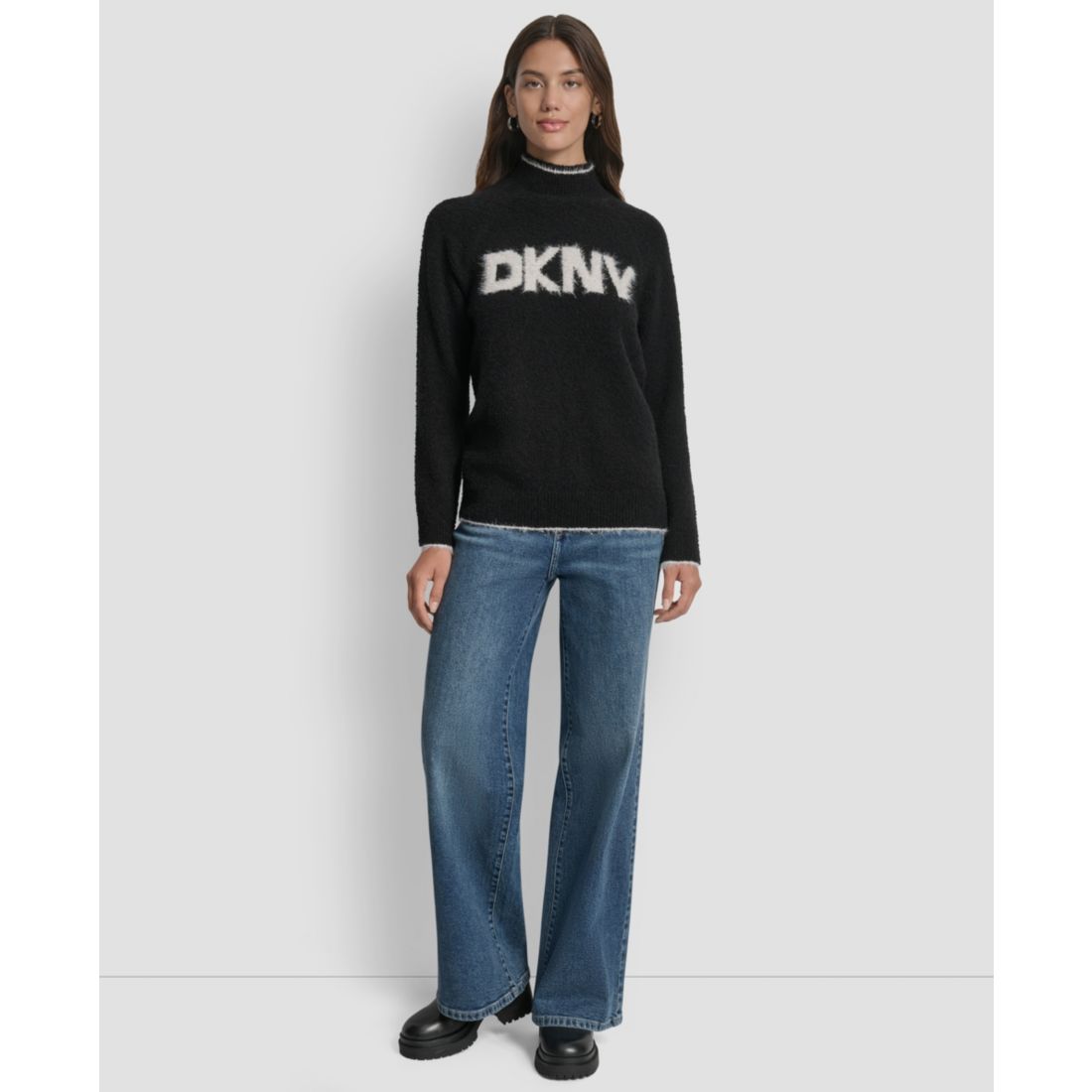 Dkny Jeans Women's Tinsel Logo Detail Sweater