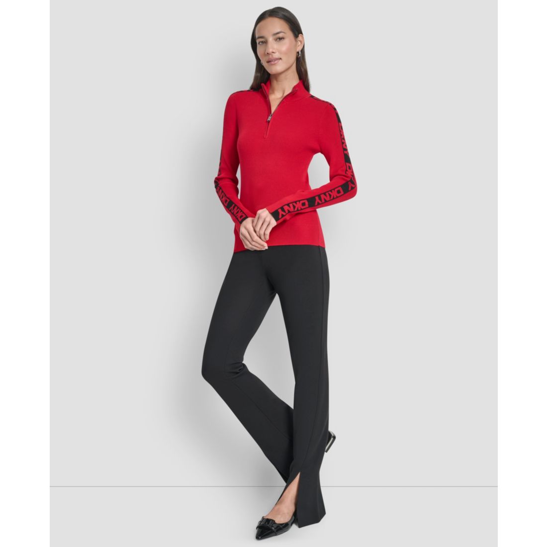 Dkny Women's Quarter Zip Mock Neck Sweater