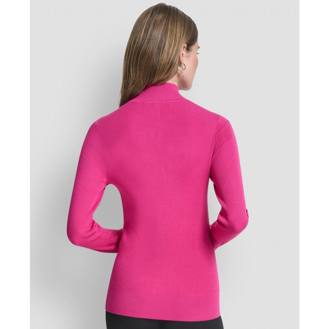 Dkny Women's Quarter Zip Mock Neck Sweater