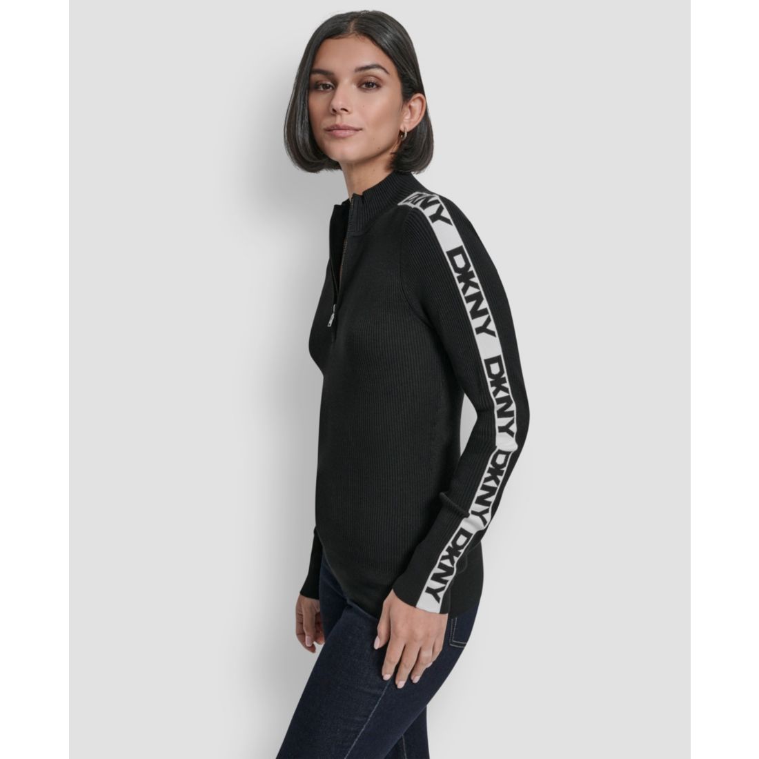 Dkny Women's Quarter Zip Mock Neck Sweater