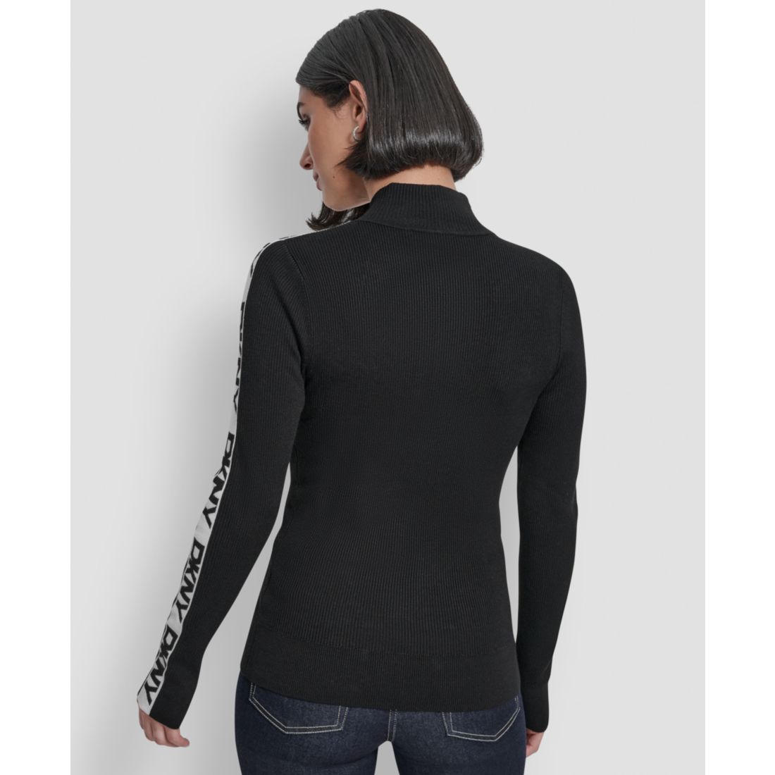 Dkny Women's Quarter Zip Mock Neck Sweater
