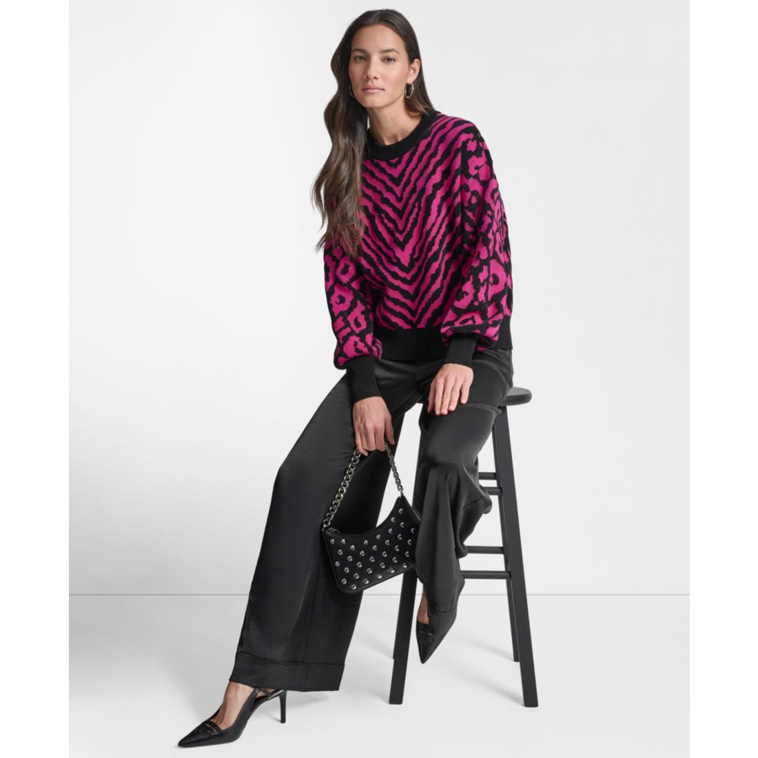 Dkny Women's Long Sleeve Crew Neck Sweater