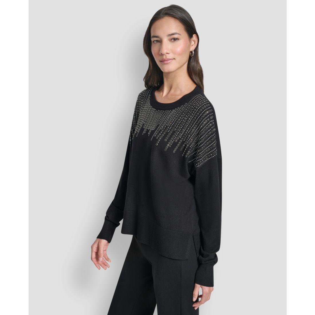 Dkny Women's Hotfix Fringe Long Sleeve Sweater