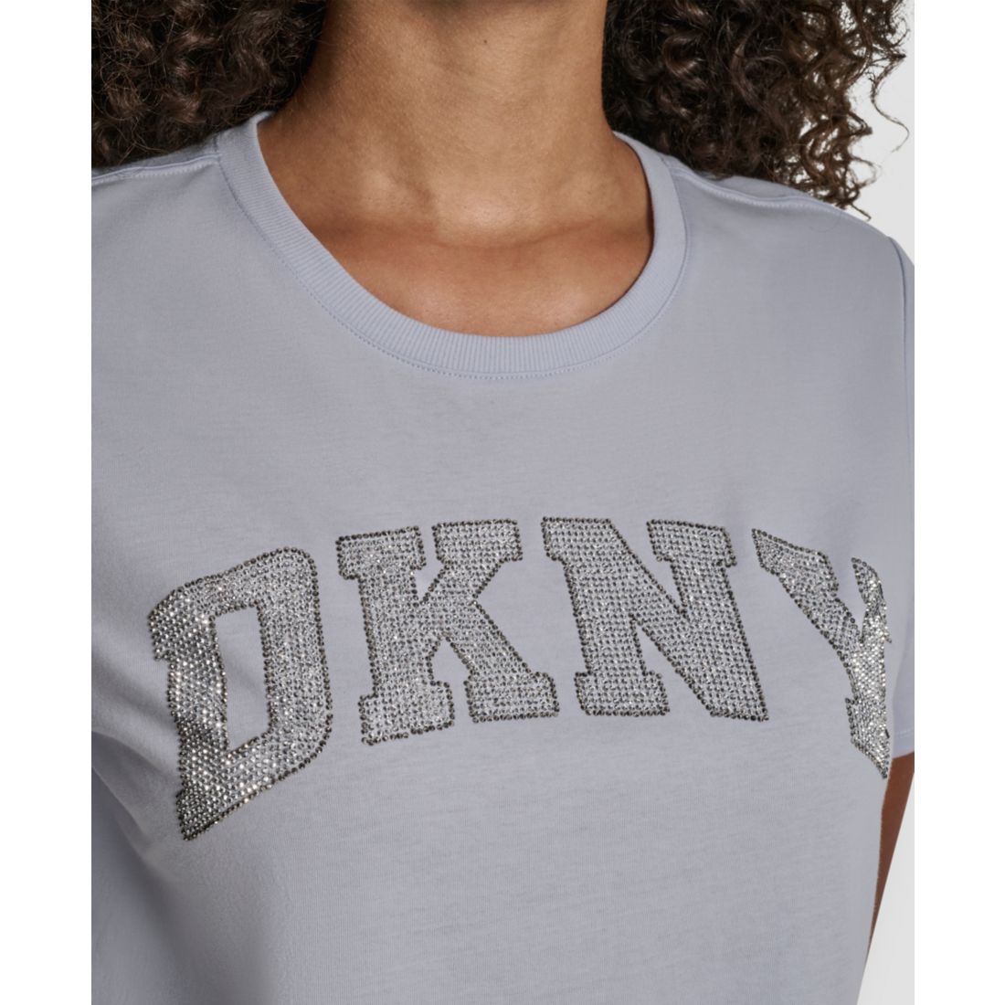 Dkny Women's Arched Exploded Rhinestone Crewneck T-Shirt