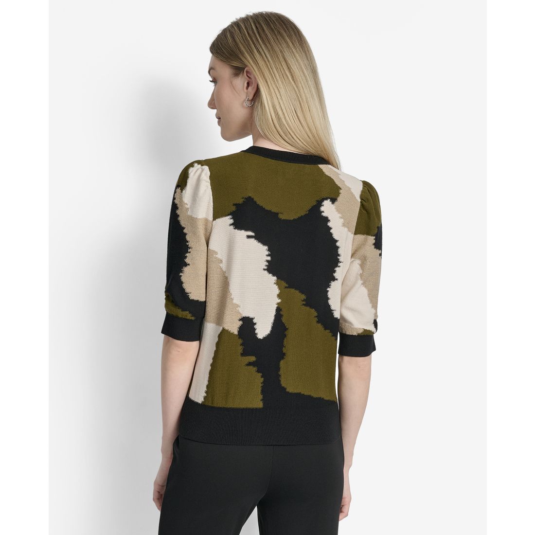 Dkny Women's Printed Puff-Sleeve Sweater