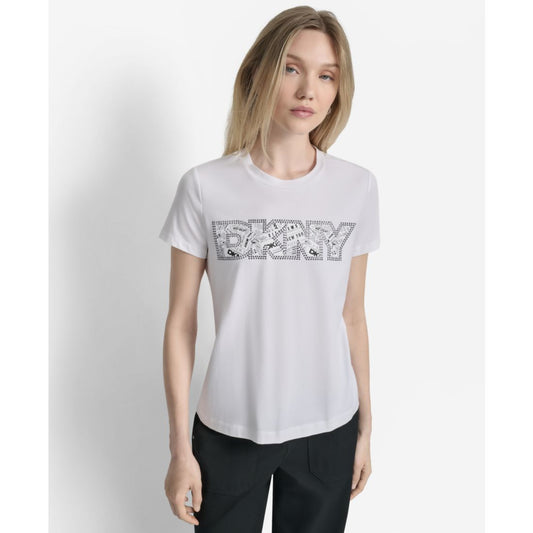 Dkny Women's Newspaper Logo Crewneck T-Shirt