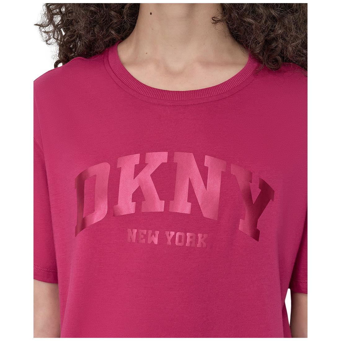 Dkny Sport Women's Varsity Satin Logo Oversized Cotton T-Shirt