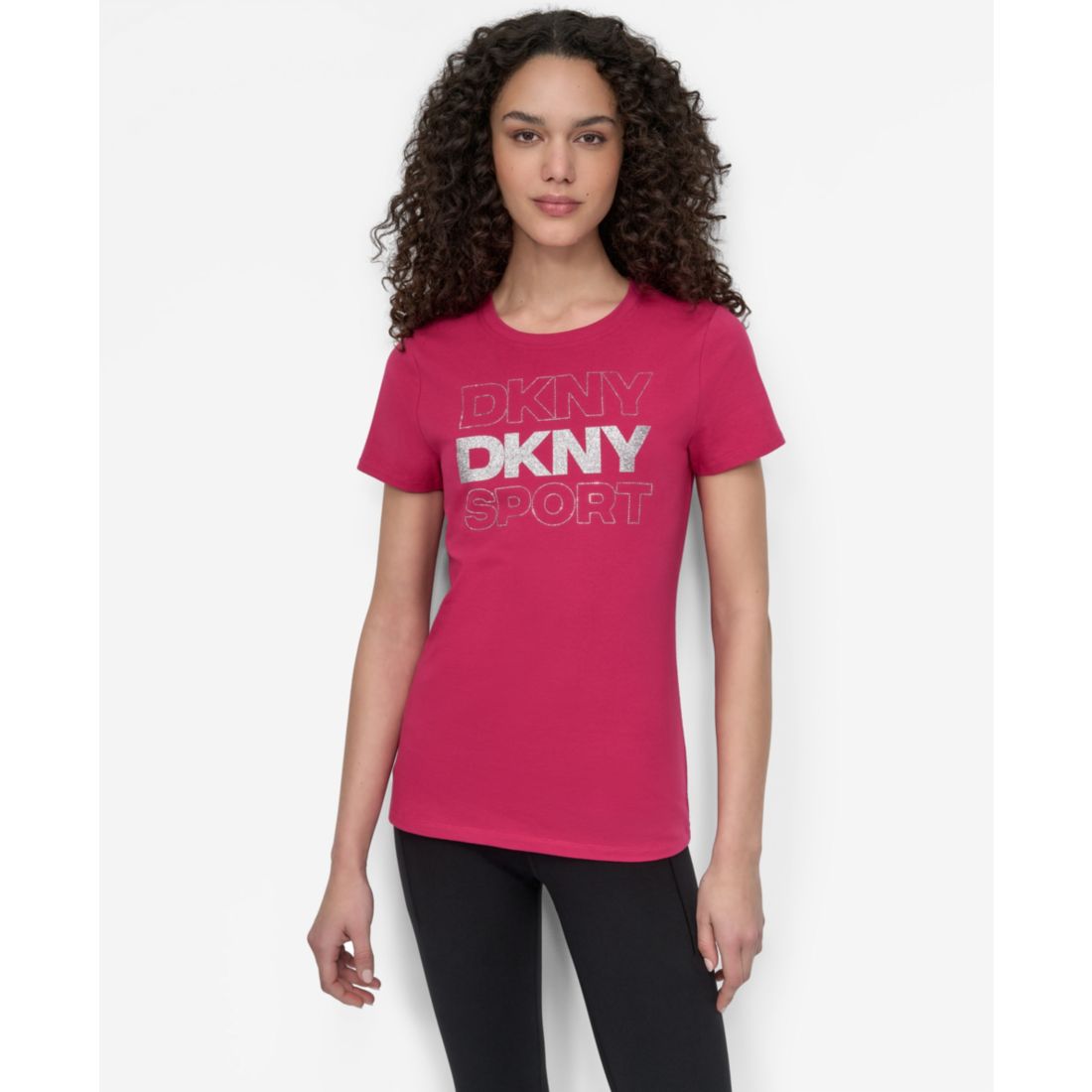 Dkny Women's Sport Glitter Logo Crew Neck T-shirt