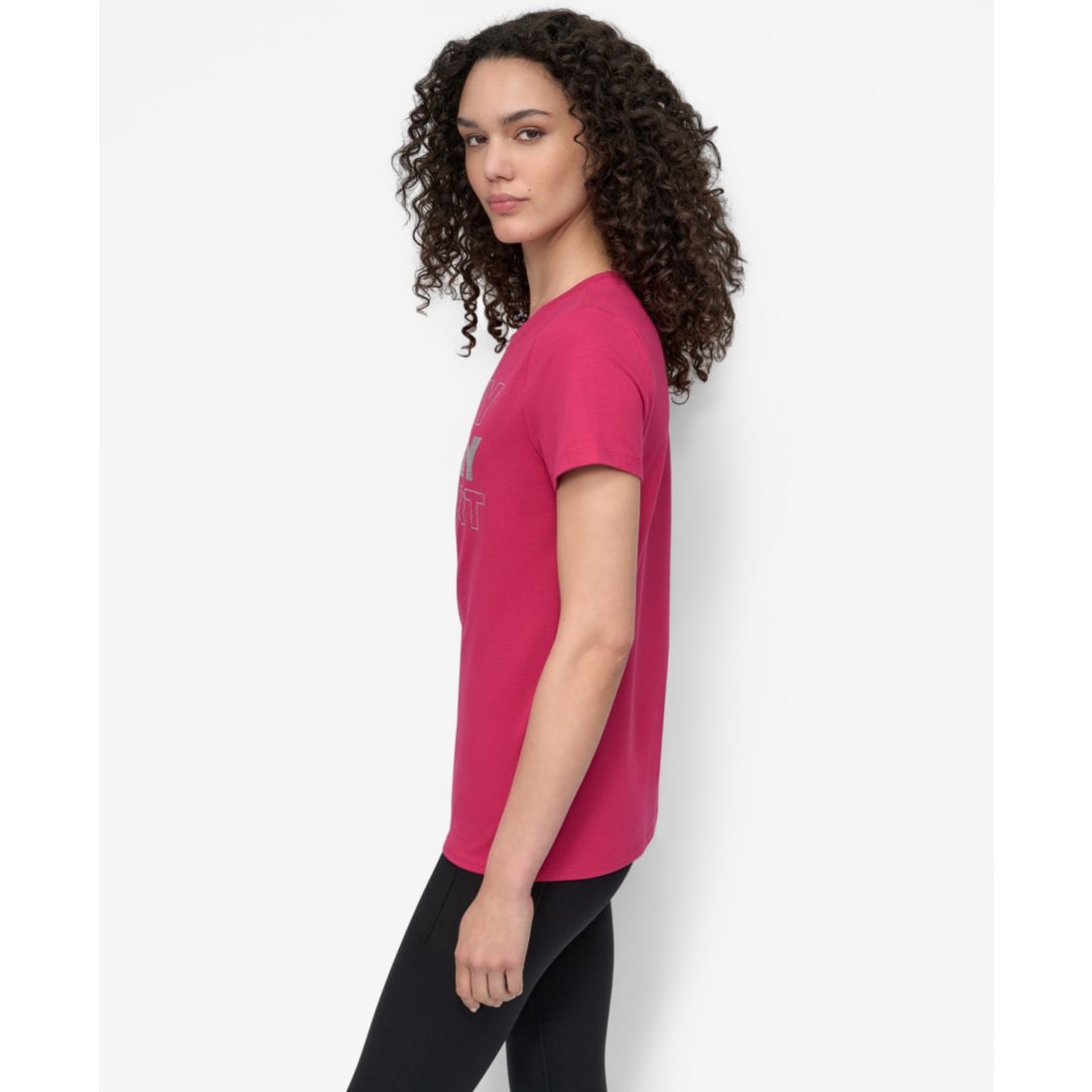 Dkny Women's Sport Glitter Logo Crew Neck T-shirt