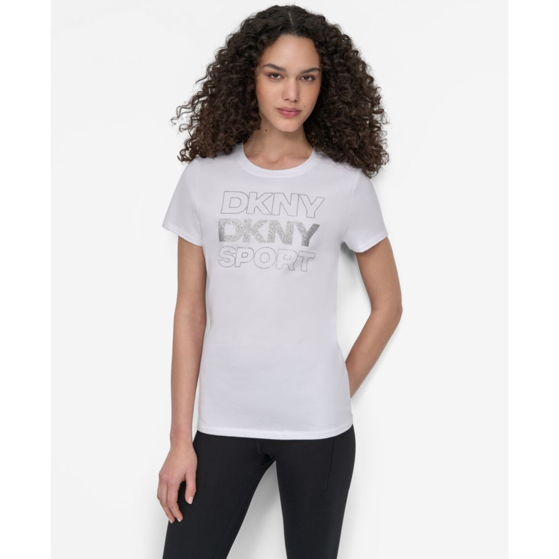 Dkny Women's Sport Glitter Logo Crew Neck T-shirt