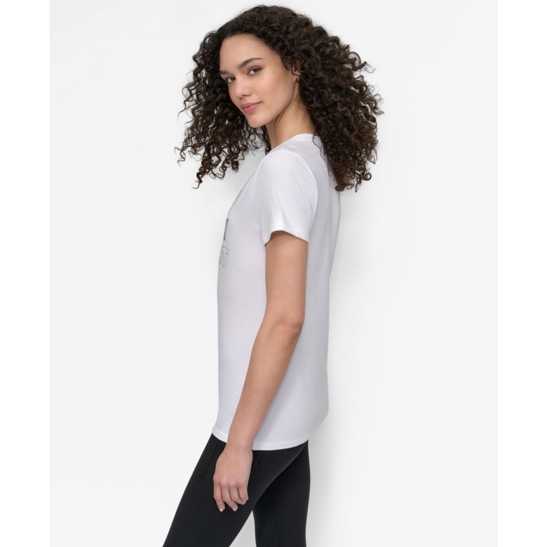 Dkny Women's Sport Glitter Logo Crew Neck T-shirt