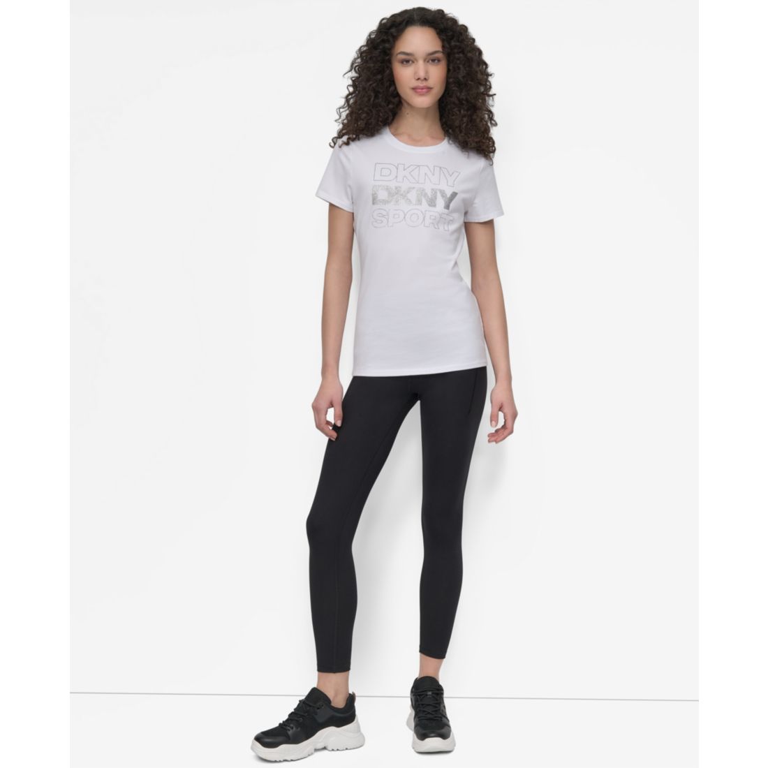 Dkny Women's Sport Glitter Logo Crew Neck T-shirt