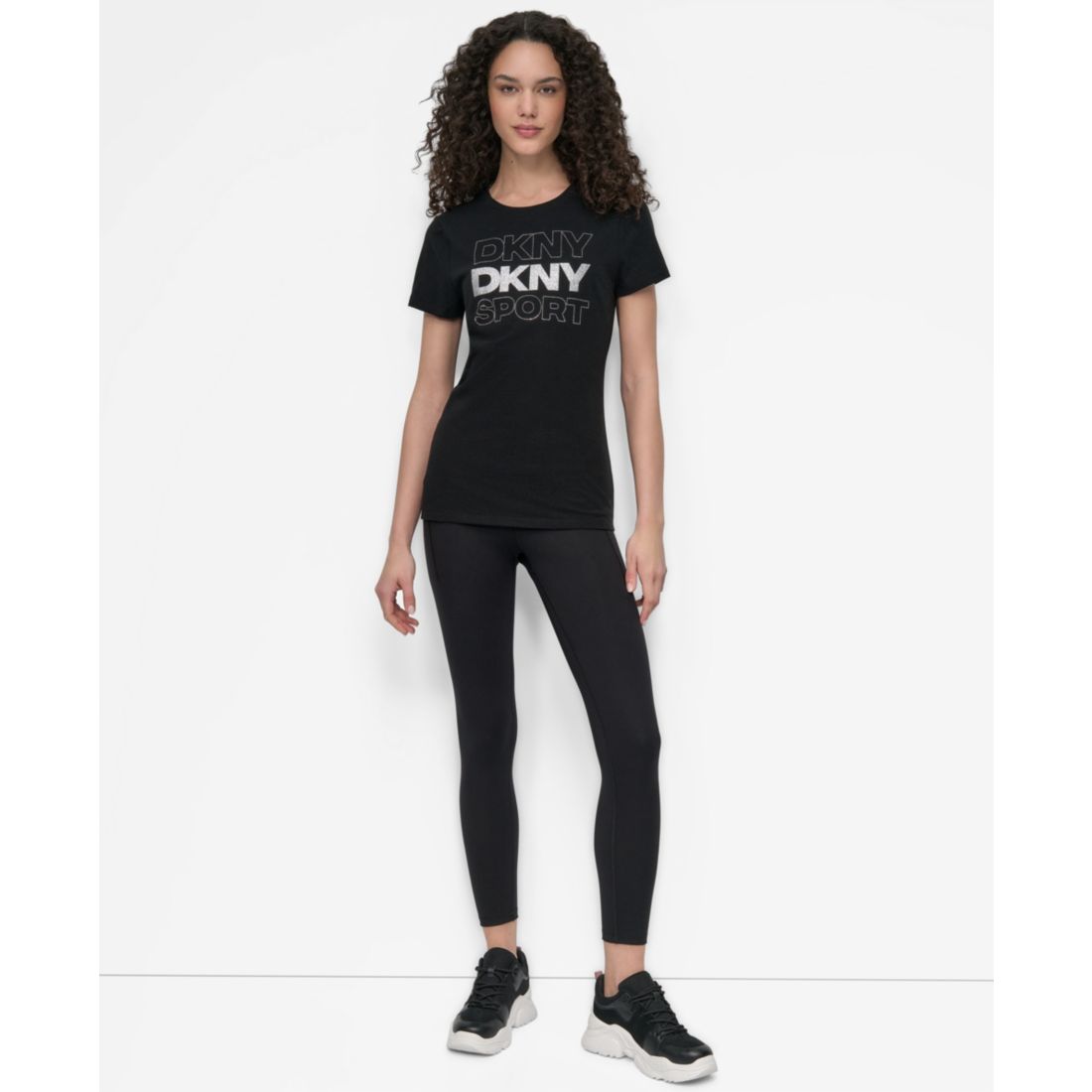 Dkny Women's Sport Glitter Logo Crew Neck T-shirt