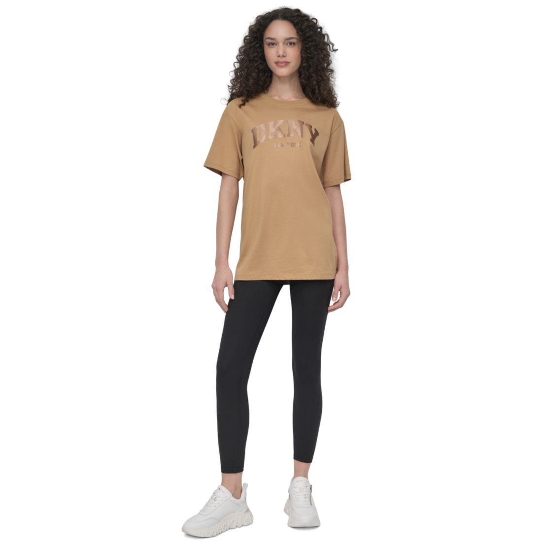 Dkny Sport Women's Varsity Satin Logo Oversized Cotton T-Shirt