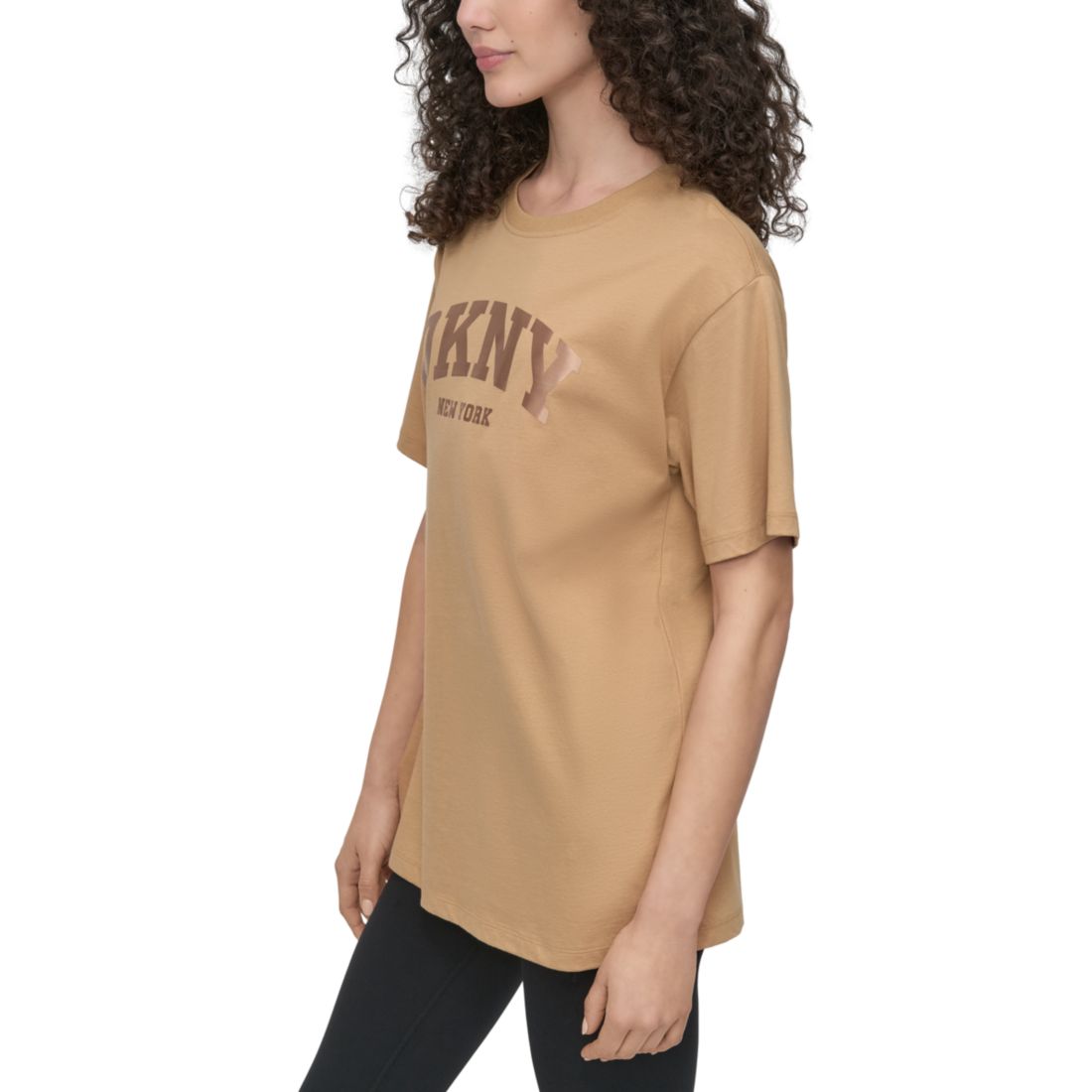 Dkny Sport Women's Varsity Satin Logo Oversized Cotton T-Shirt