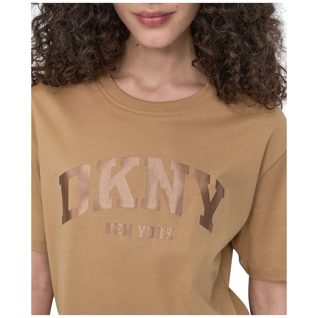 Dkny Sport Women's Varsity Satin Logo Oversized Cotton T-Shirt