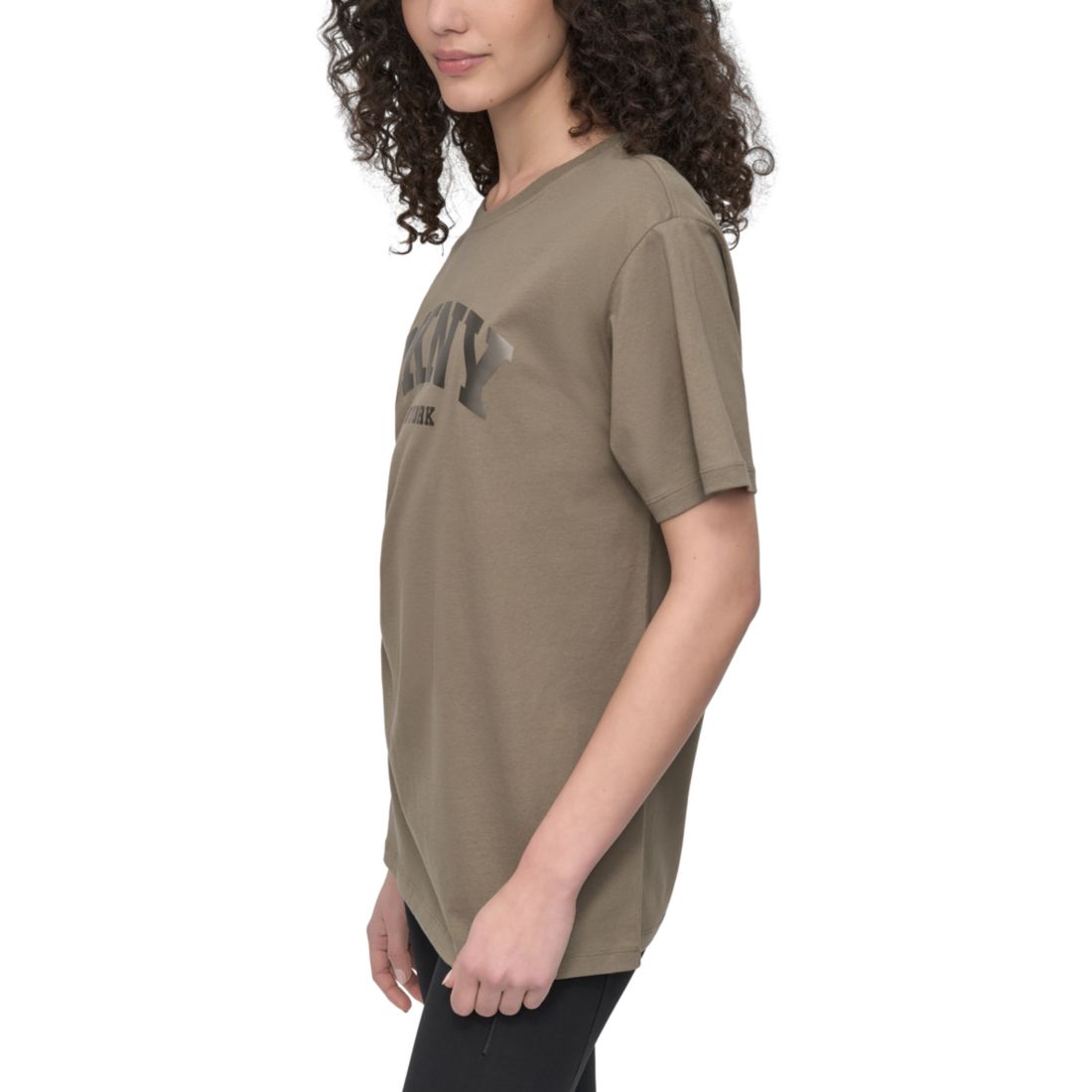Dkny Sport Women's Varsity Satin Logo Oversized Cotton T-Shirt