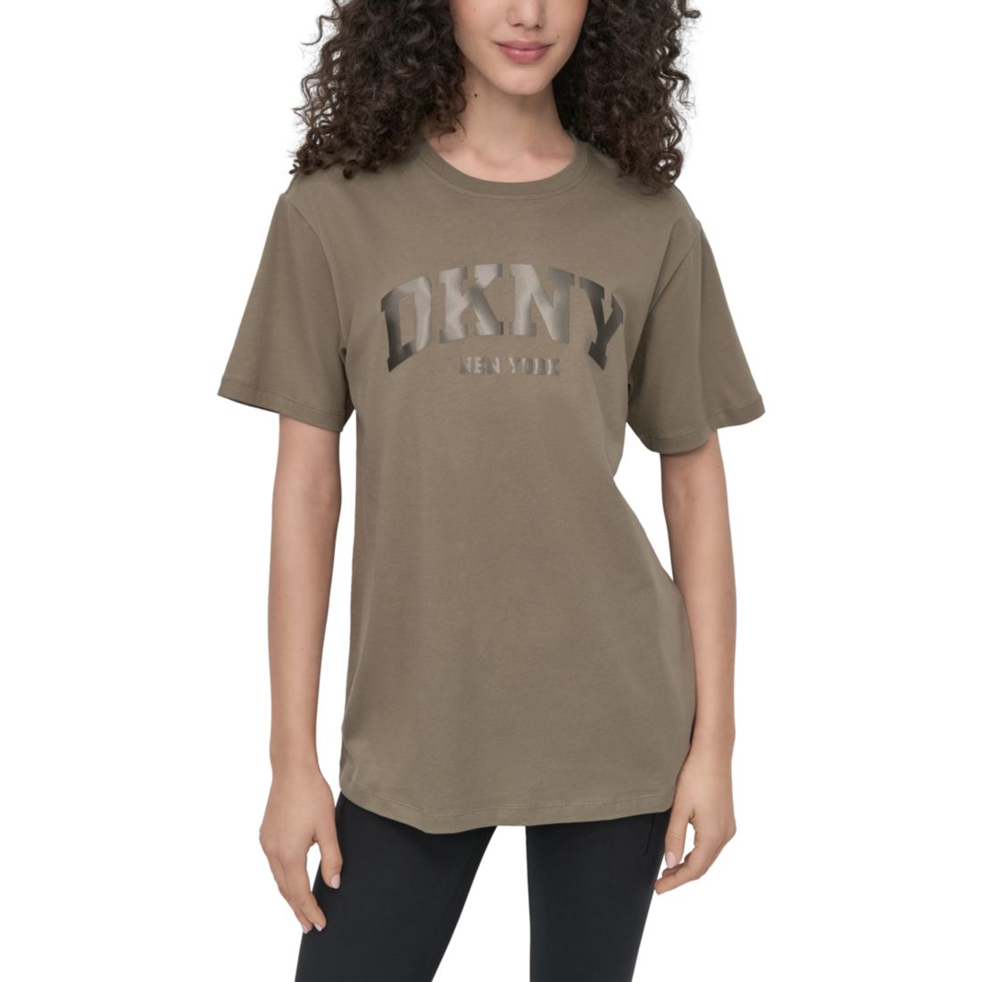 Dkny Sport Women's Varsity Satin Logo Oversized Cotton T-Shirt