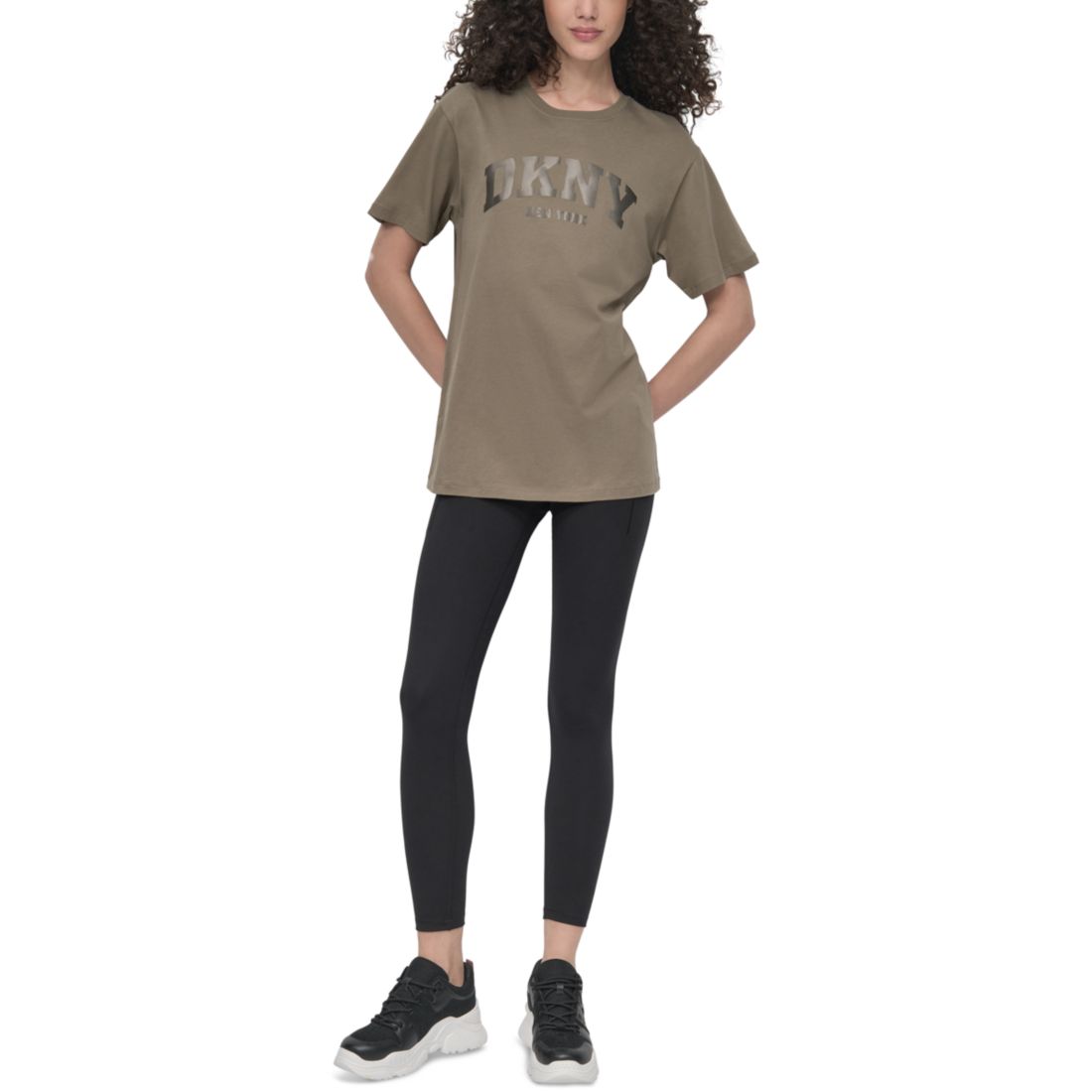 Dkny Sport Women's Varsity Satin Logo Oversized Cotton T-Shirt