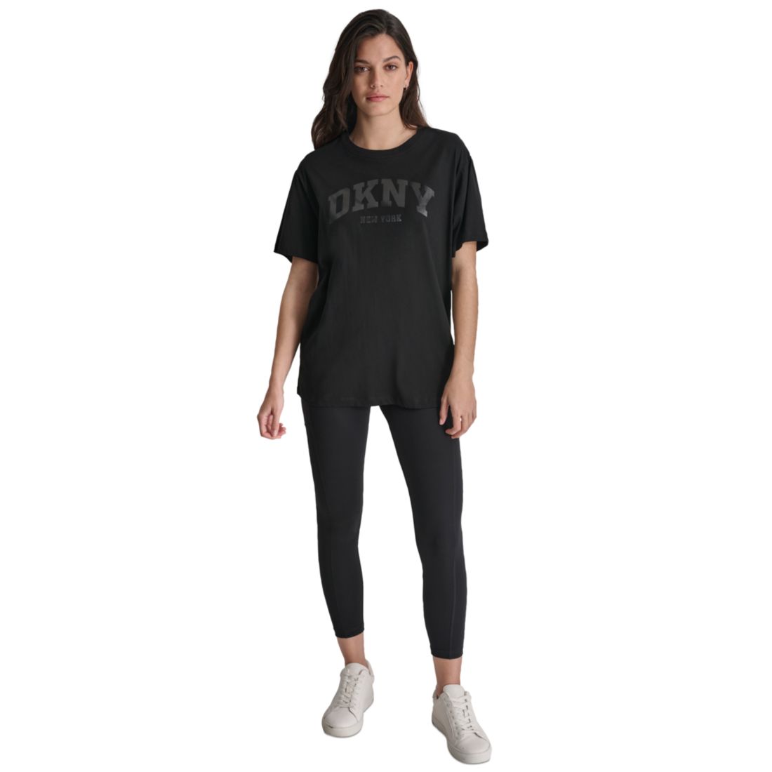 Dkny Sport Women's Varsity Satin Logo Oversized Cotton T-Shirt