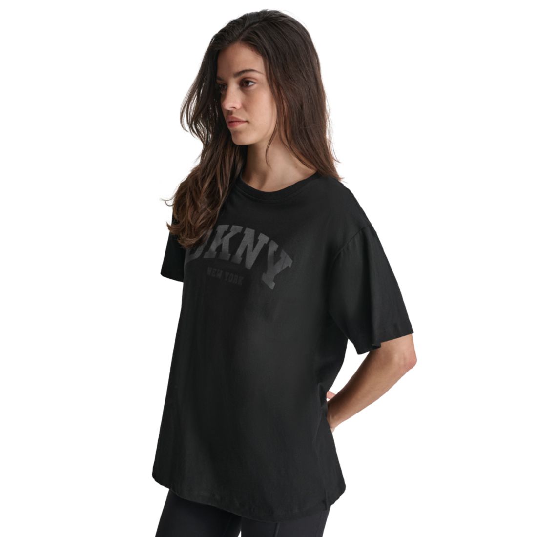 Dkny Sport Women's Varsity Satin Logo Oversized Cotton T-Shirt