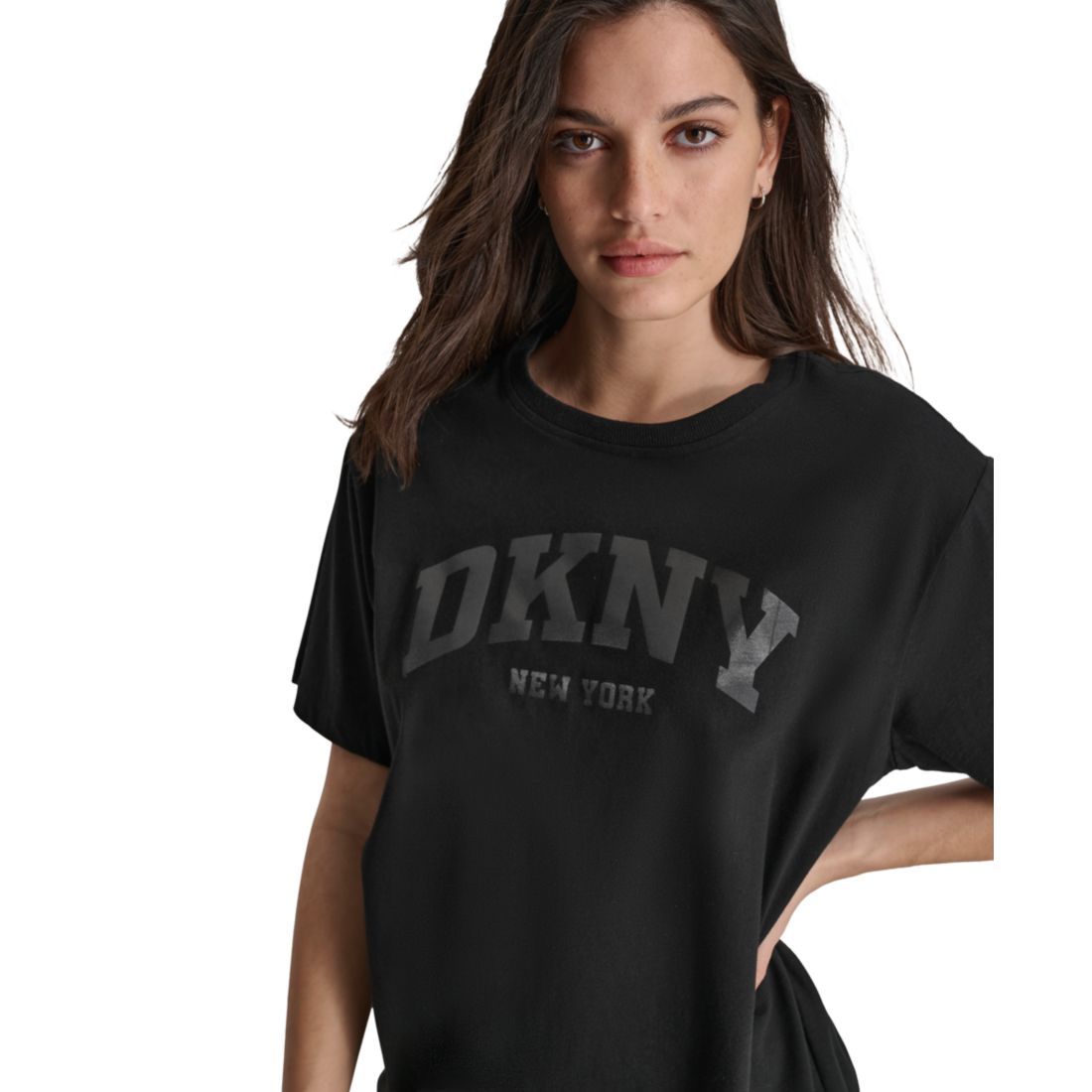 Dkny Sport Women's Varsity Satin Logo Oversized Cotton T-Shirt