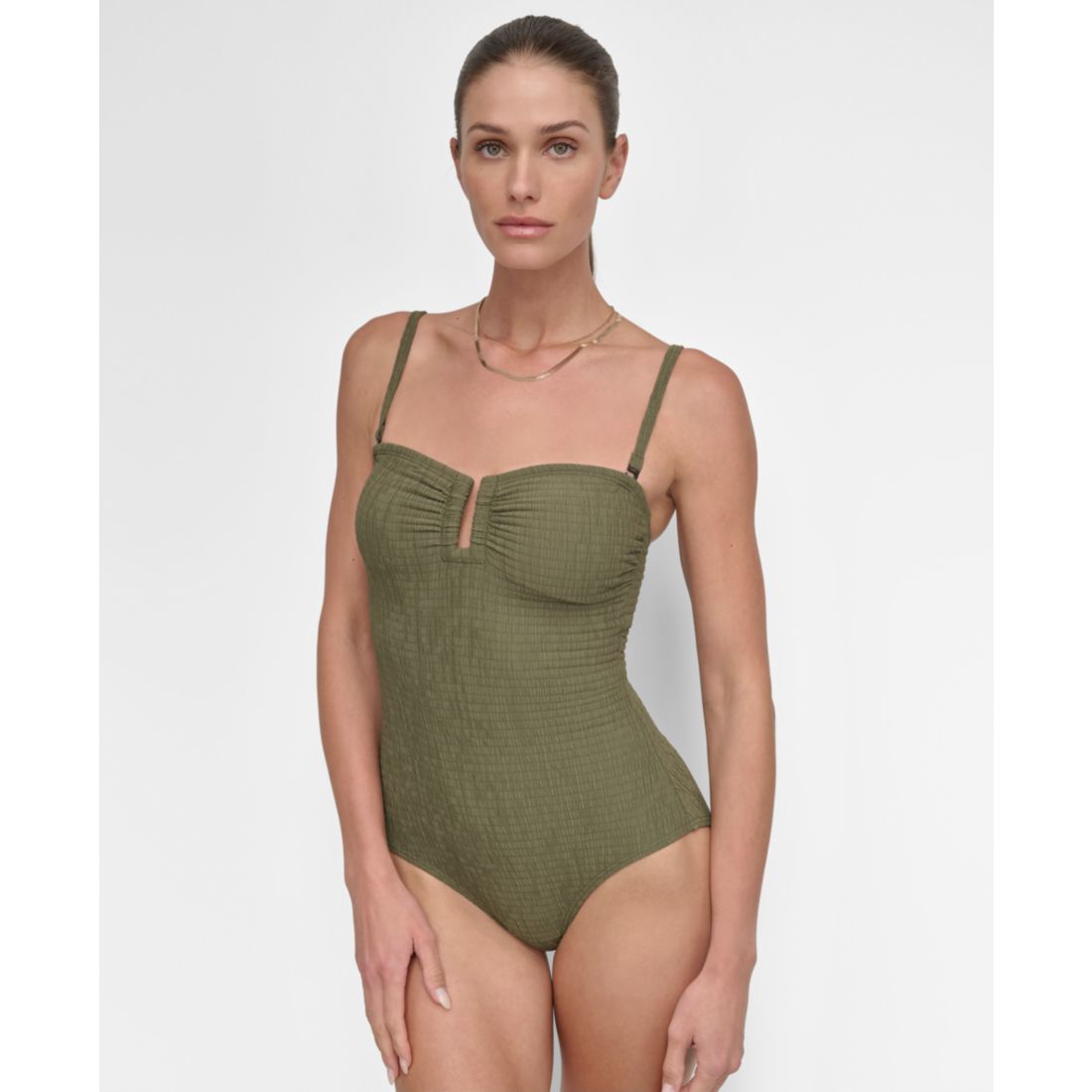 Dkny Women's Textured Shirred One-Piece Swimsuit