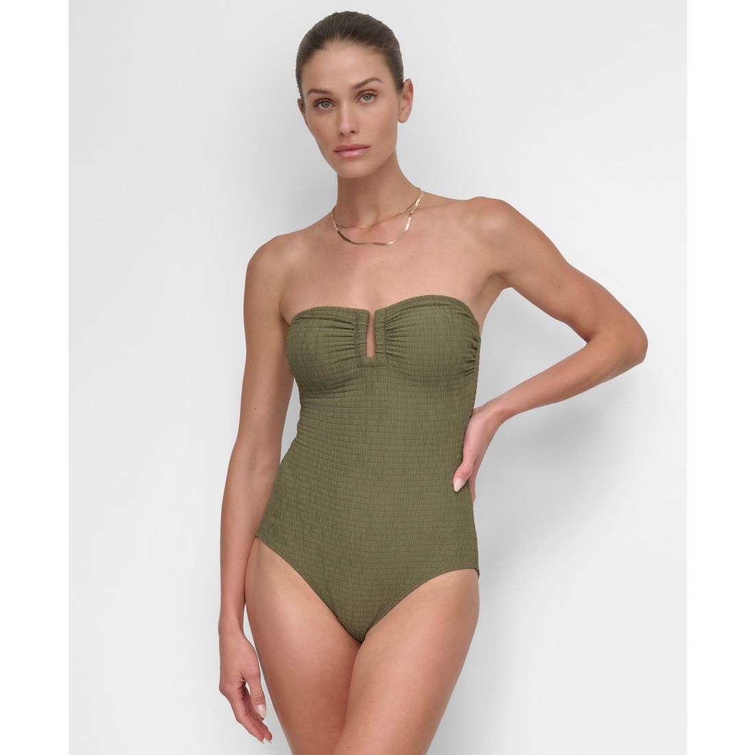 Dkny Women's Textured Shirred One-Piece Swimsuit