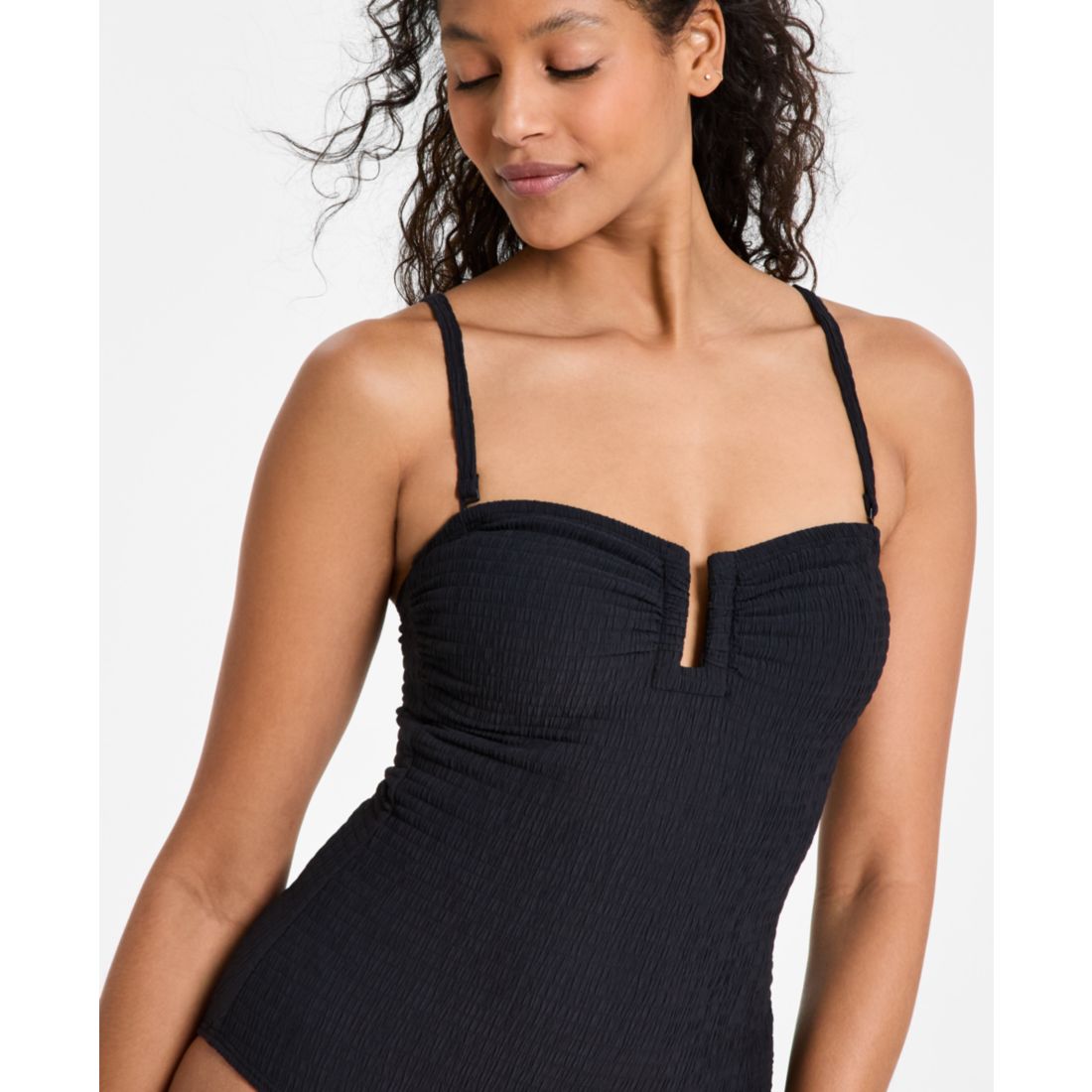 Dkny Women's Textured Shirred One-Piece Swimsuit