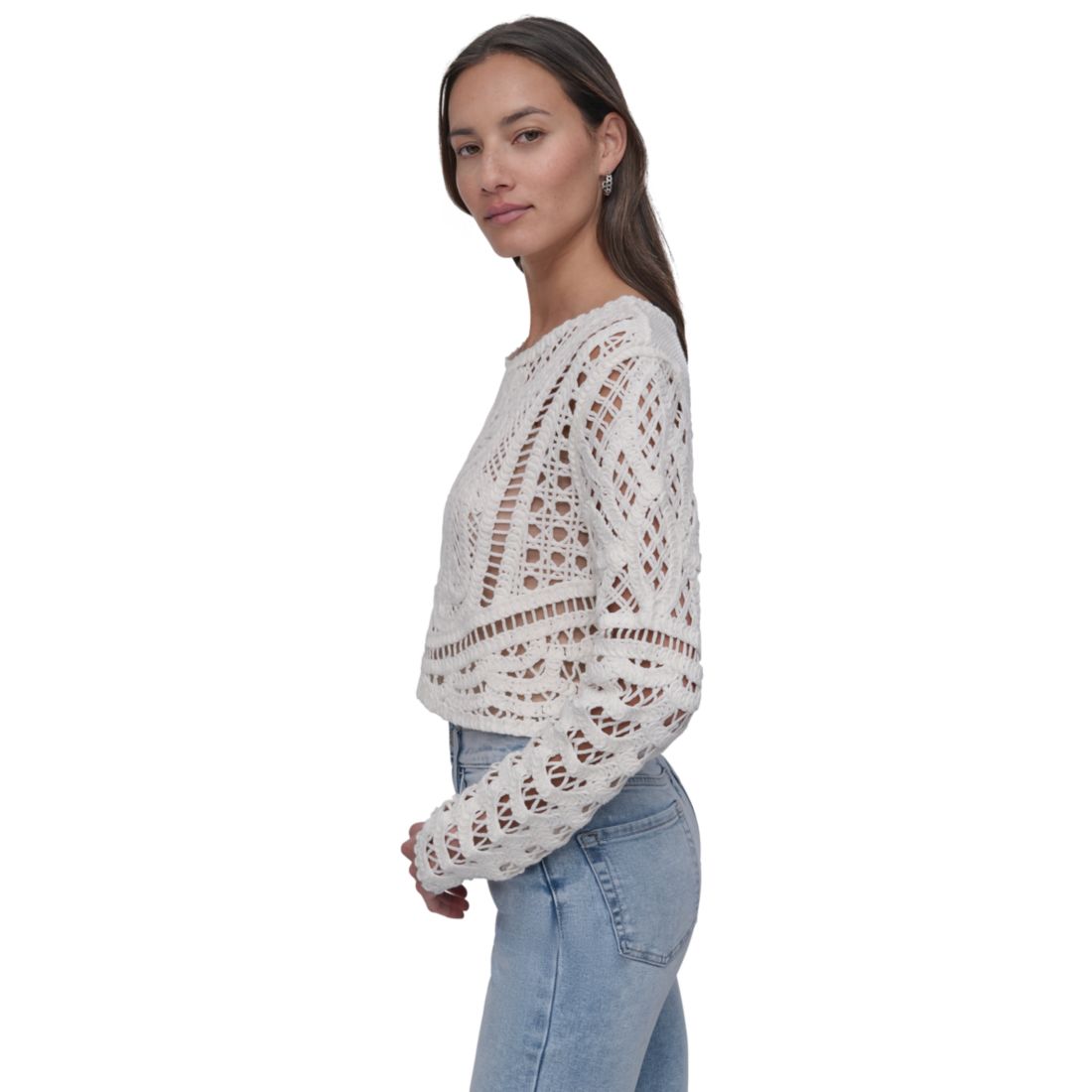 Dkny Jeans Women's Cotton Crochet Sweater