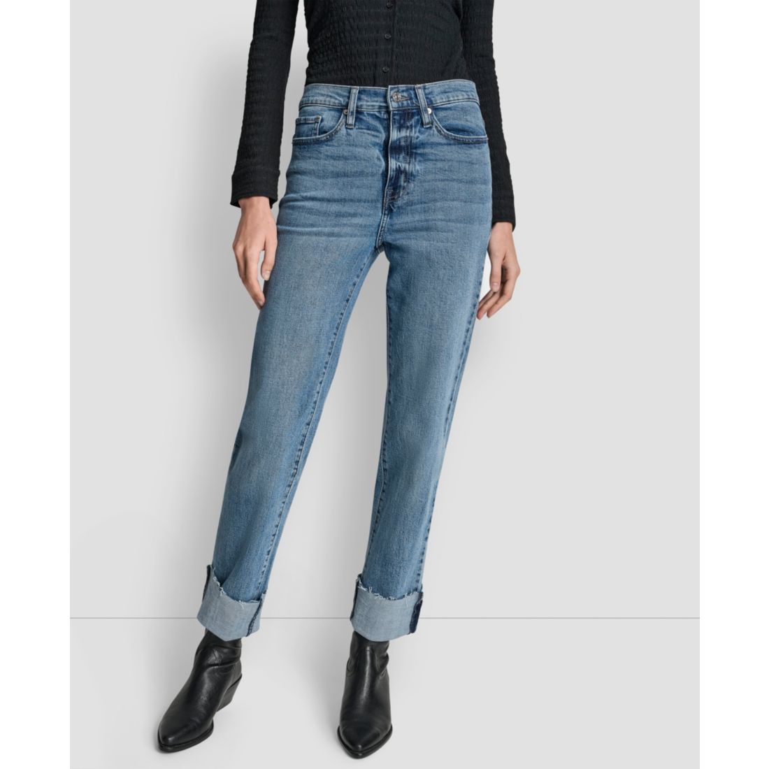 Dkny Jeans Women's High-Rise Classic Cuffed Straight-Leg Jeans