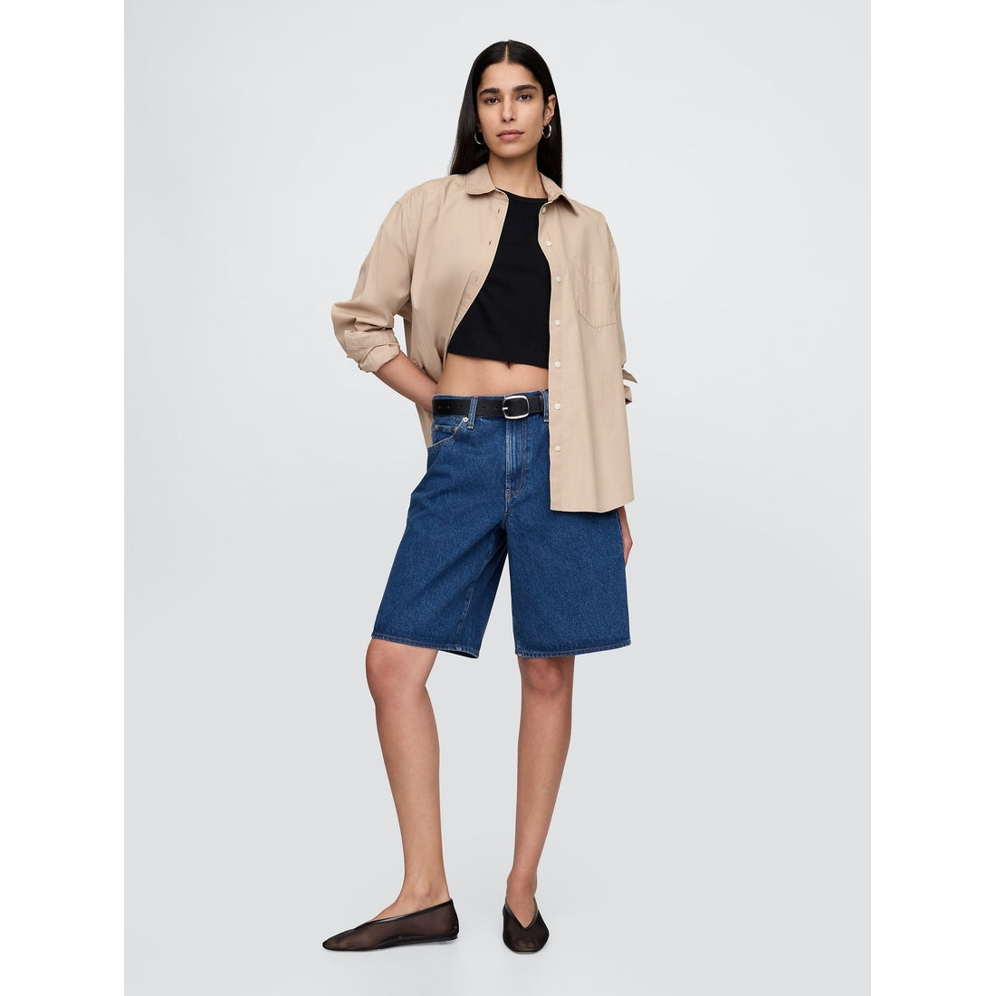Women's 11" Mid Rise Longline Denim Shorts