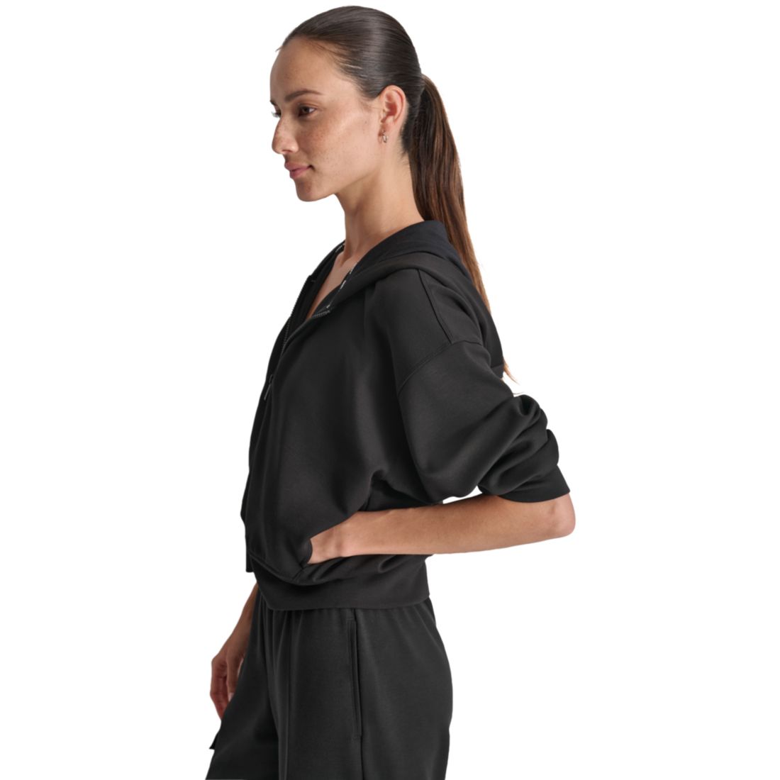 Dkny Sport Women's Drop-Shoulder High-Line Zip Scuba Hoodie
