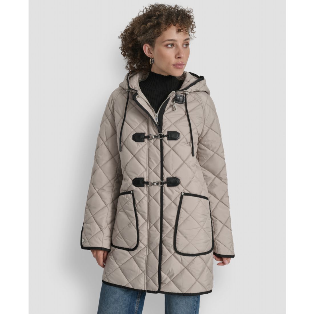 Dkny Women's Hooded Toggle Quilted Coat
