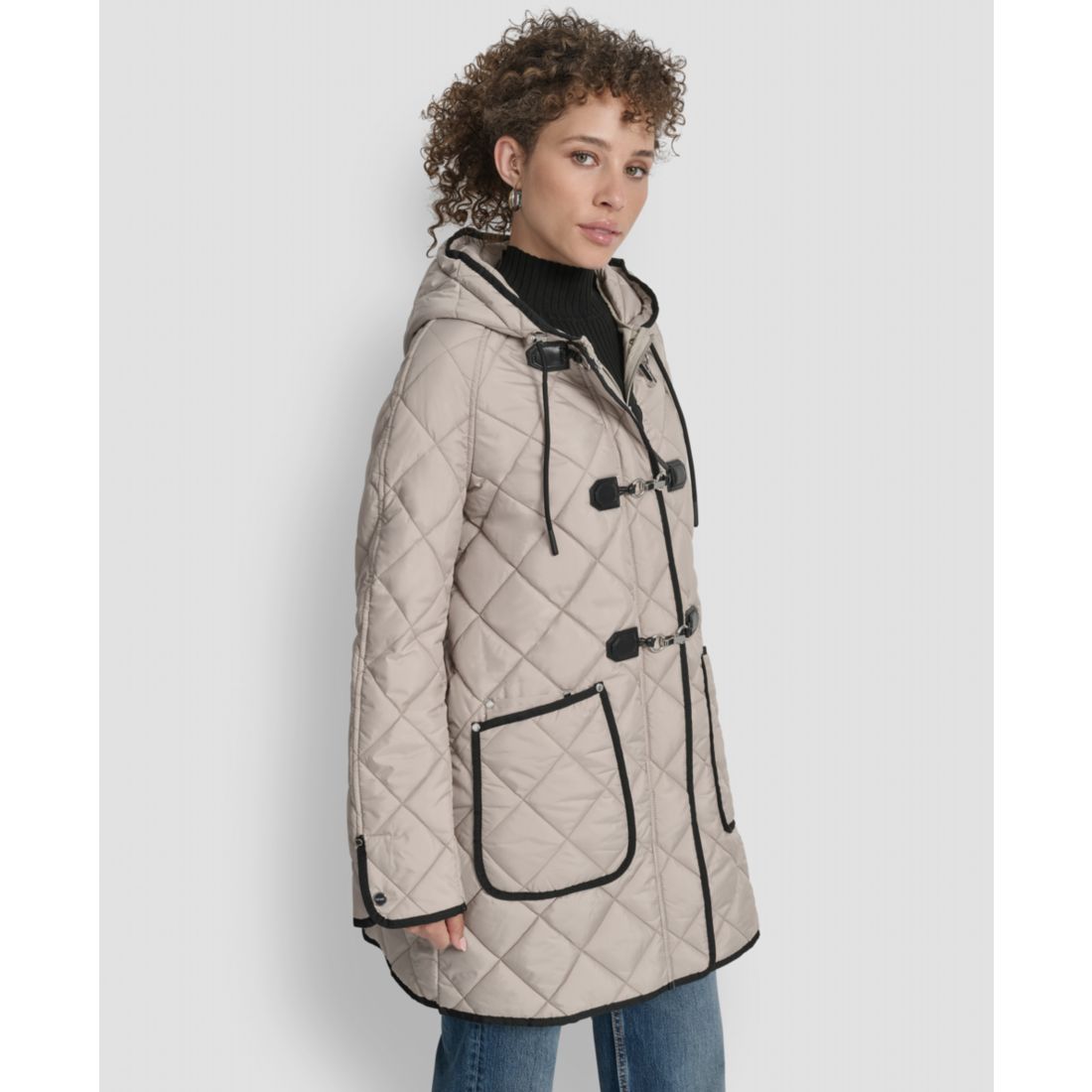 Dkny Women's Hooded Toggle Quilted Coat