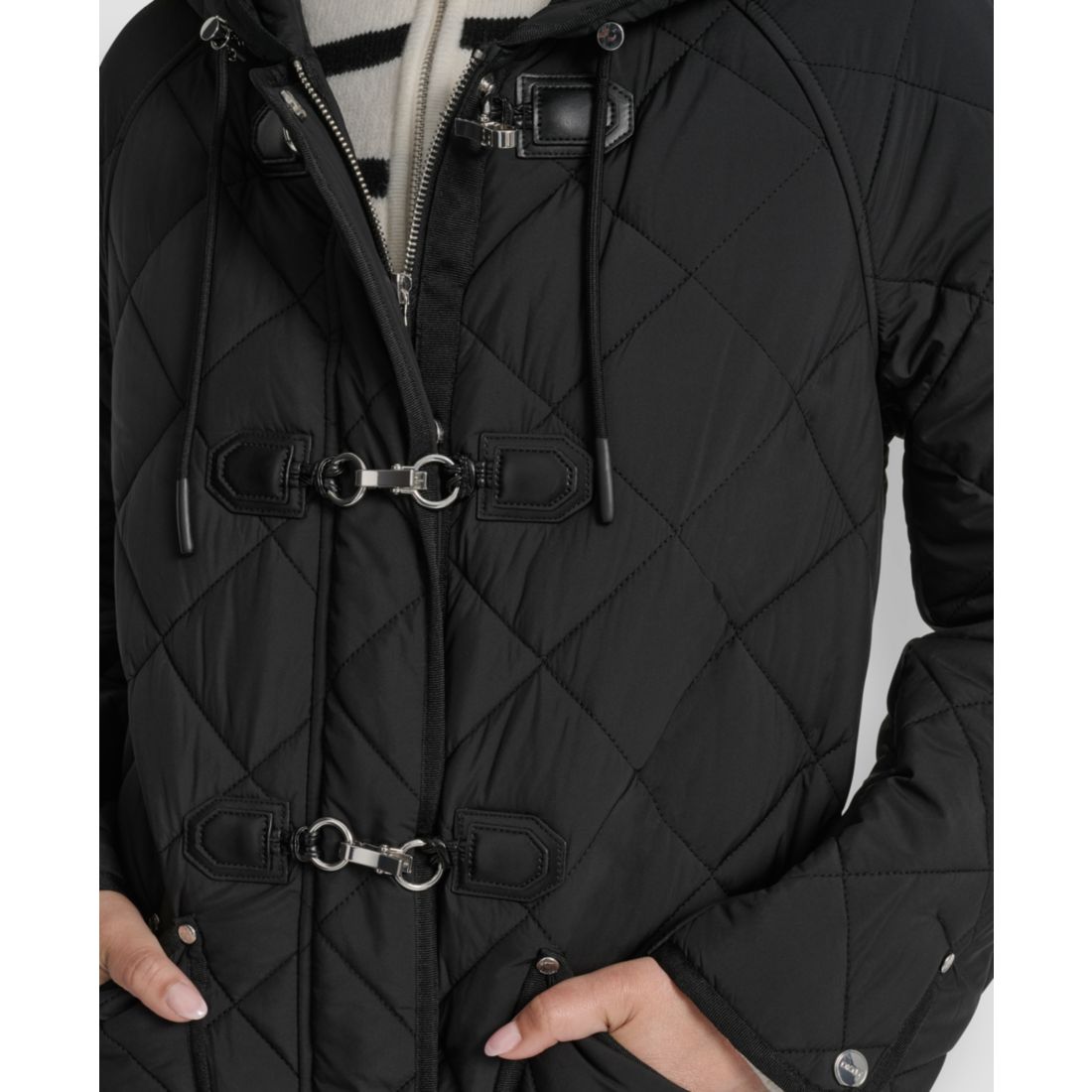 Dkny Women's Hooded Toggle Quilted Coat
