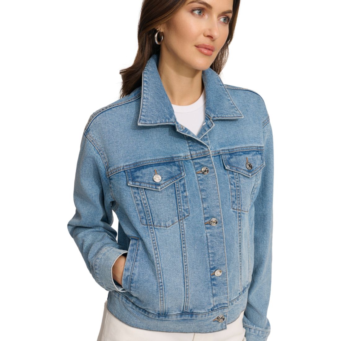 Dkny Women's Foundation Denim Trucker Jacket