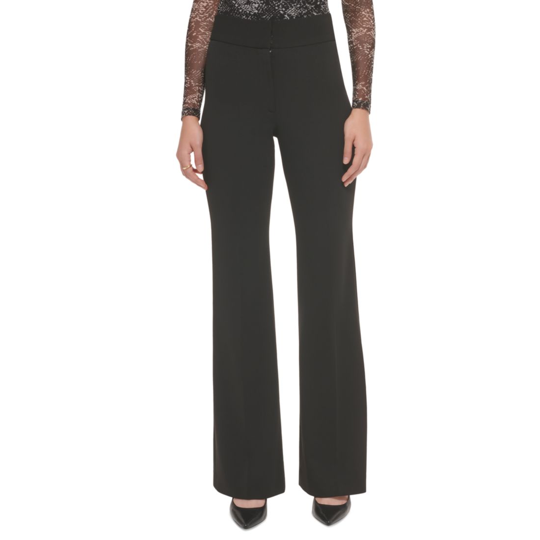 Dkny Polished High Waist Wide Leg Trousers