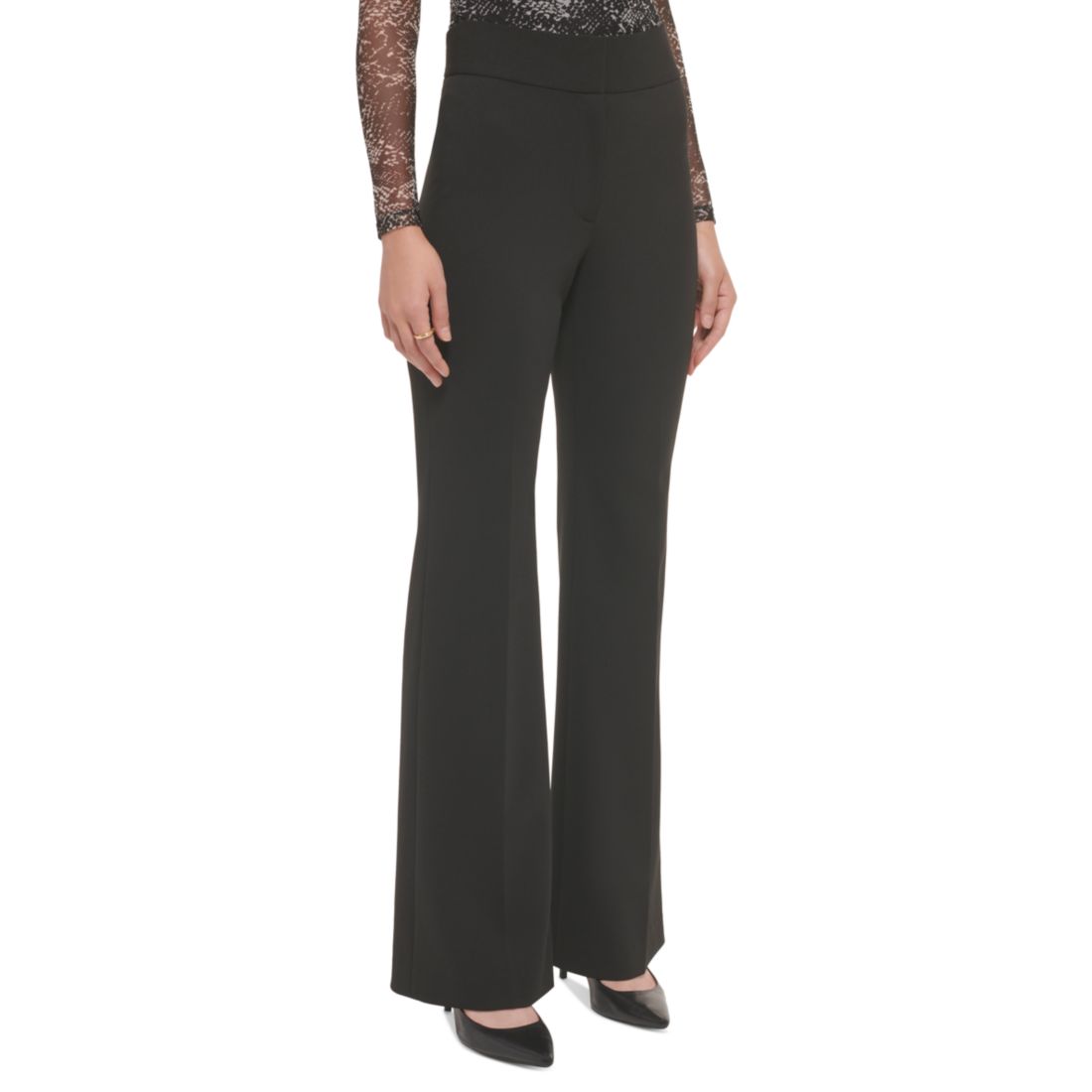 Dkny Polished High Waist Wide Leg Trousers