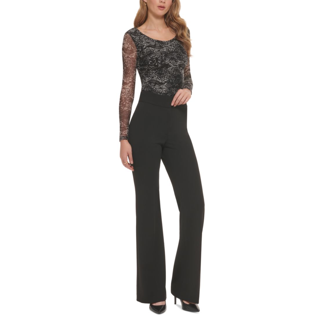 Dkny Polished High Waist Wide Leg Trousers