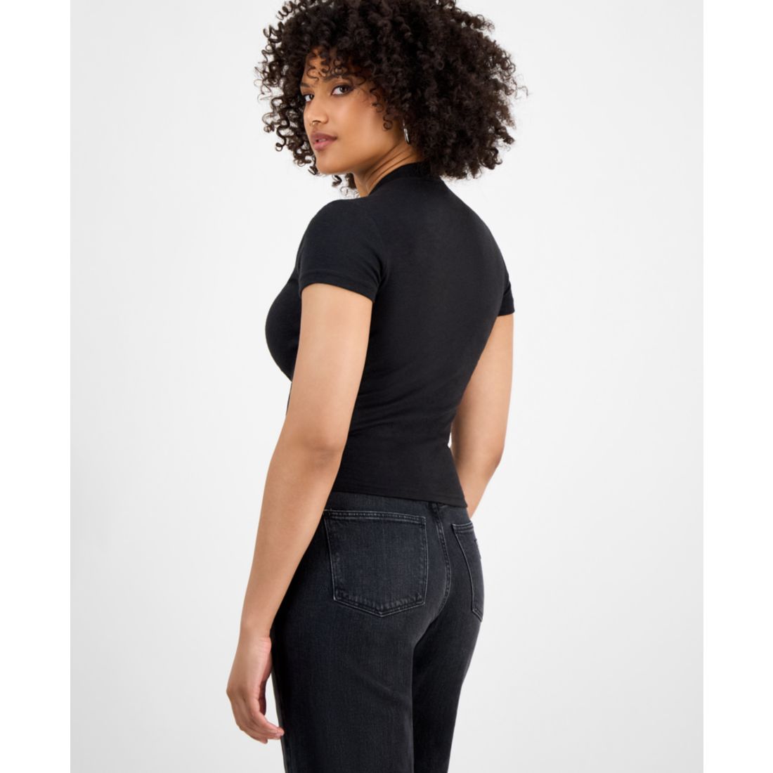 Guess Women's Licia Short-Sleeve Mock-Neck Top