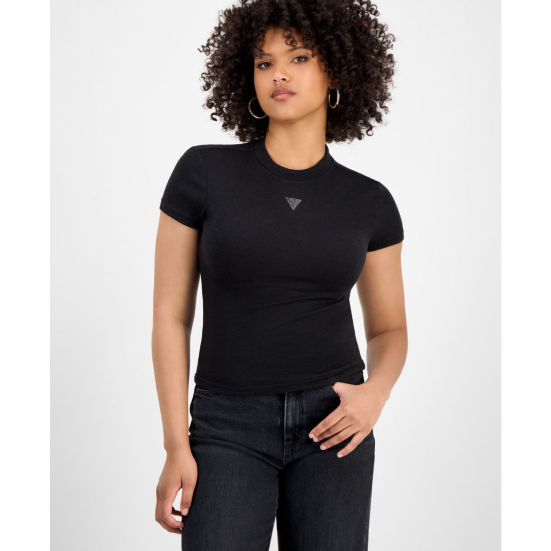 Guess Women's Licia Short-Sleeve Mock-Neck Top