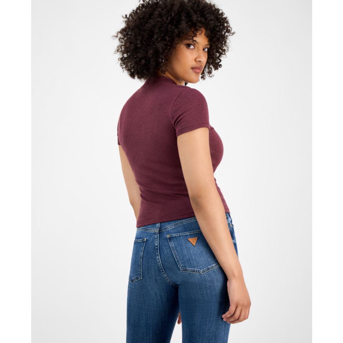 Guess Women's Licia Short-Sleeve Mock-Neck Top