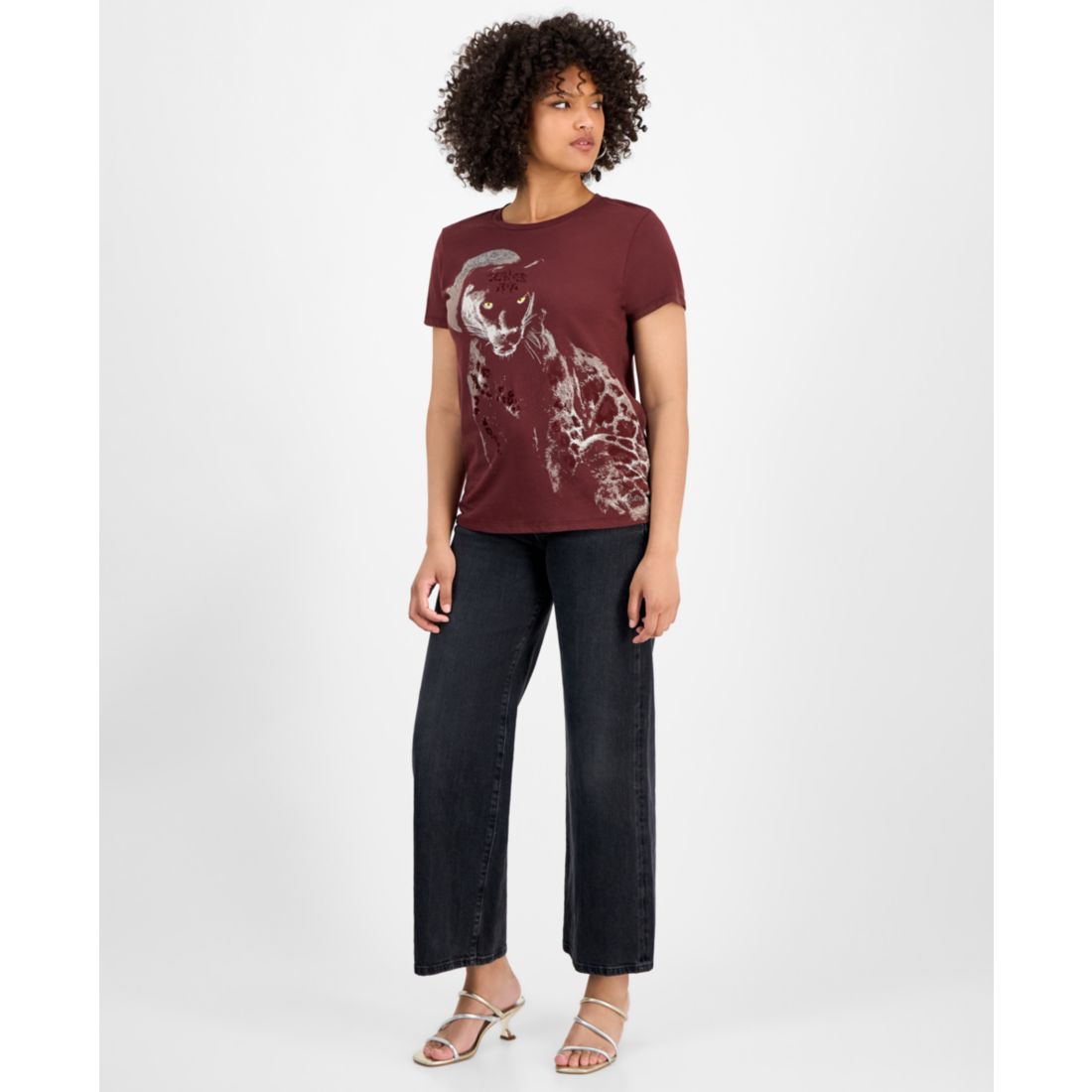 Guess Women's Panther Moon Studded Easy T-Shirt