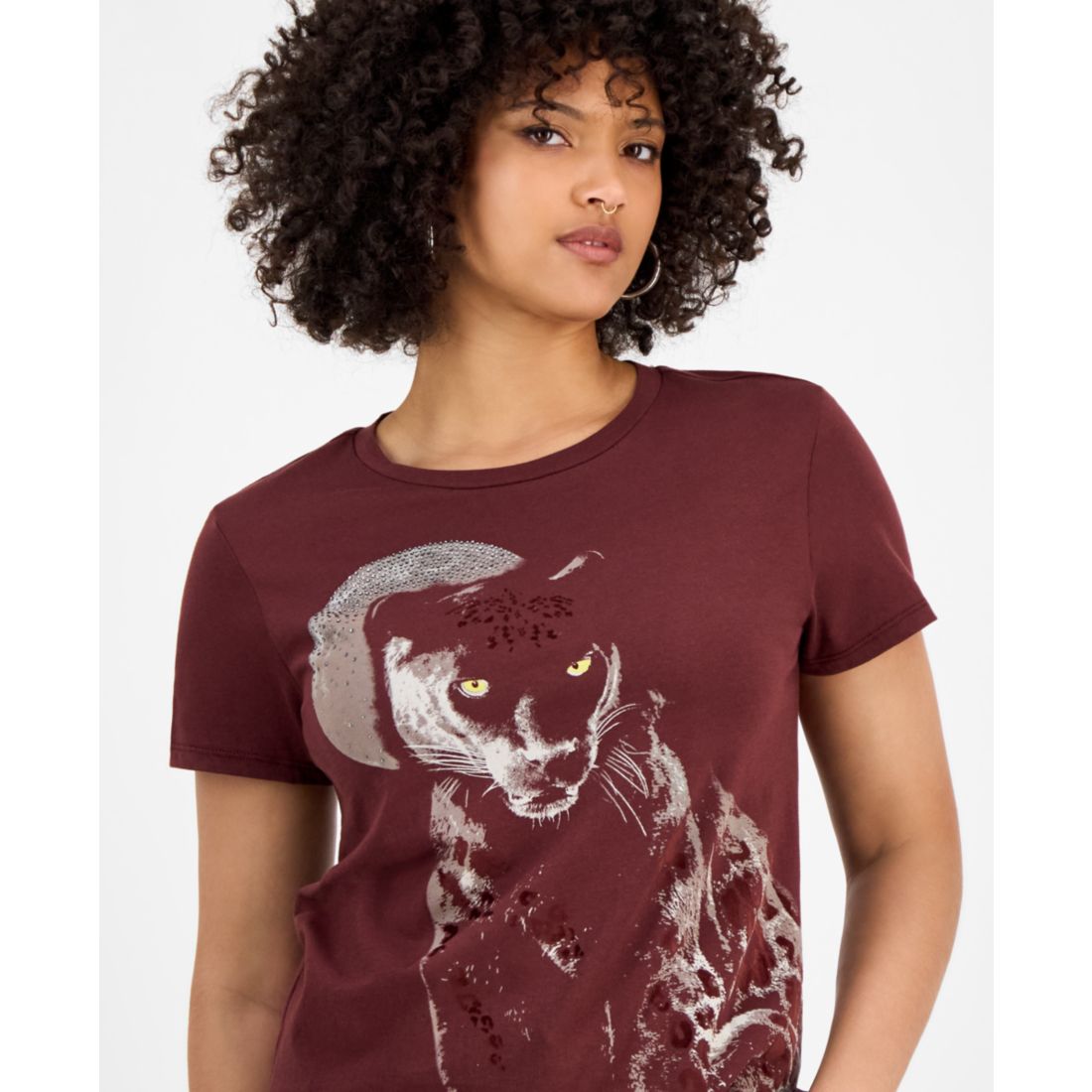 Guess Women's Panther Moon Studded Easy T-Shirt