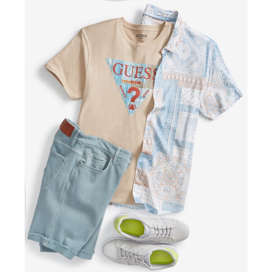 Guess Men's Mosaic Triangle Logo Graphic T-Shirt