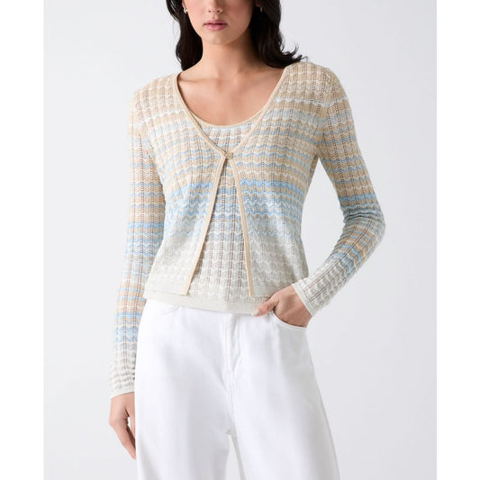 Guess Women's Rosalyn Cover Shoulder V-Neck Cropped Sweater